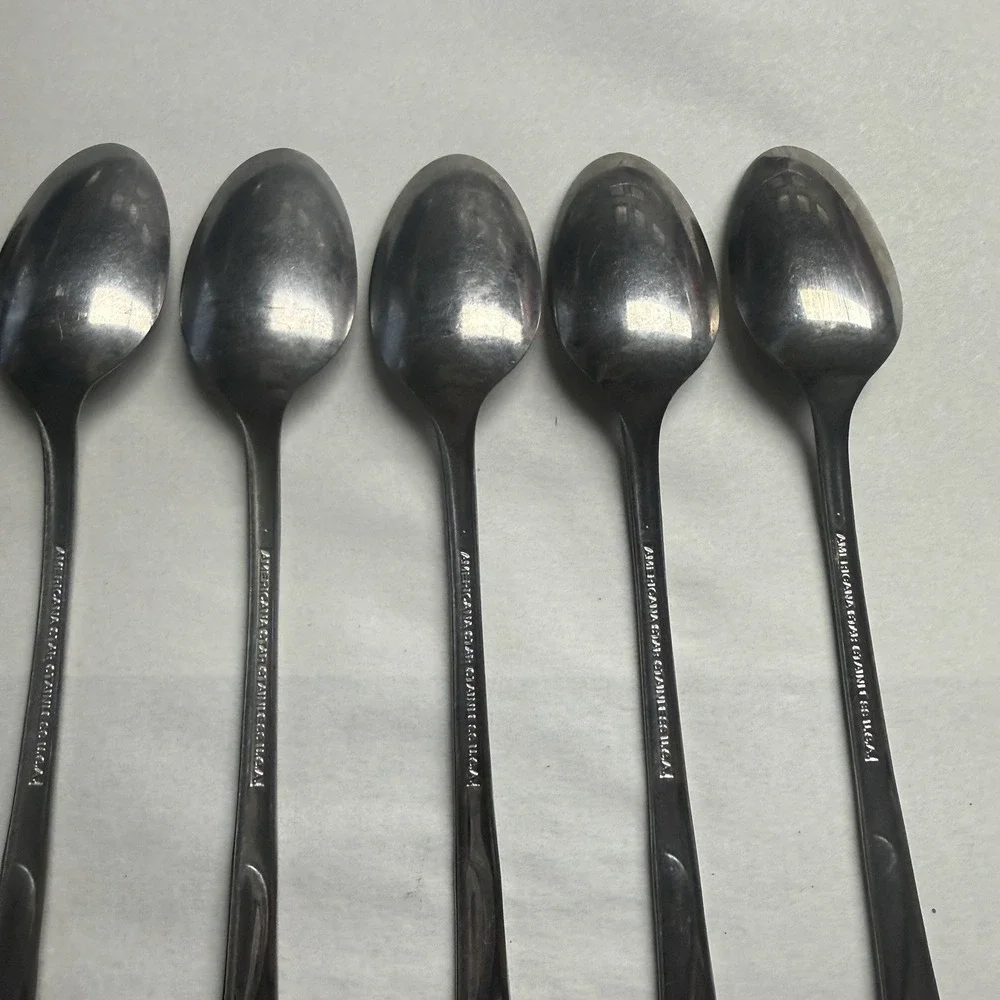 8 International Silver Americana Star Stainless USA Iced Tea Spoons Long Flatwar
